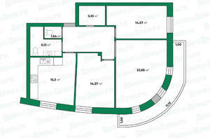 3-к квартира, вторичка, 85м2, 2/4 этаж