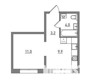 1-к квартира, вторичка, 28м2, 1/16 этаж