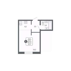 Студия квартира, вторичка, 28м2, 10/17 этаж