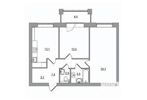 2-к квартира, вторичка, 66м2, 3/7 этаж