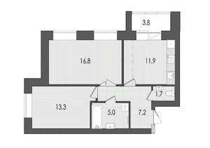2-к квартира, вторичка, 60м2, 5/9 этаж
