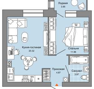 3-к квартира, вторичка, 70м2, 4/8 этаж