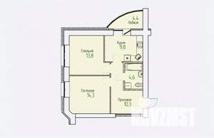 2-к квартира, вторичка, 55м2, 13/13 этаж