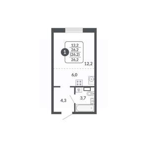 1-к квартира, вторичка, 26м2, 15/17 этаж