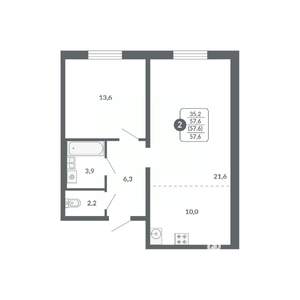 2-к квартира, вторичка, 58м2, 8/17 этаж
