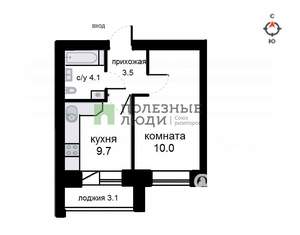 1-к квартира, вторичка, 35м2, 2/12 этаж