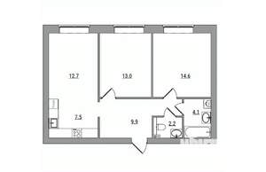 3-к квартира, вторичка, 64м2, 1/6 этаж