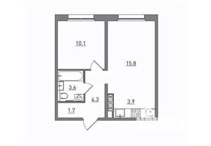 2-к квартира, вторичка, 39м2, 1/17 этаж