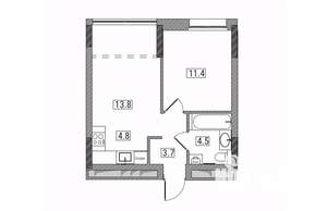 2-к квартира, вторичка, 38м2, 3/17 этаж