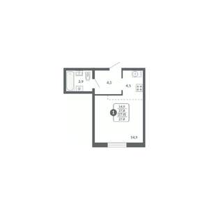 1-к квартира, вторичка, 28м2, 14/17 этаж