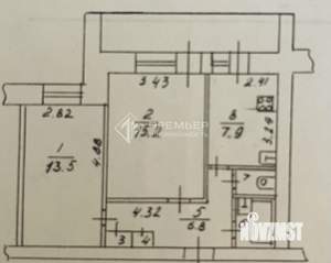 2-к квартира, вторичка, 43м2, 7/9 этаж