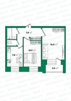 2-к квартира, вторичка, 46м2, 3/9 этаж