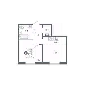 2-к квартира, вторичка, 39м2, 9/17 этаж