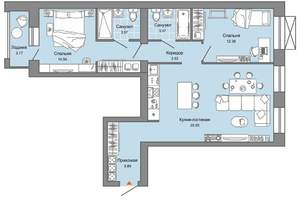 2-к квартира, вторичка, 76м2, 3/8 этаж