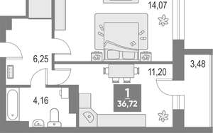 2-к квартира, вторичка, 37м2, 13/17 этаж