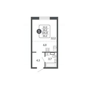 1-к квартира, вторичка, 26м2, 16/17 этаж