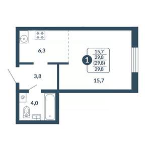 Студия квартира, вторичка, 30м2, 9/17 этаж