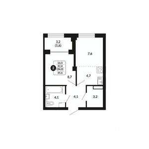 2-к квартира, вторичка, 34м2, 5/17 этаж