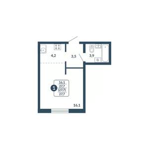 Студия квартира, вторичка, 28м2, 12/17 этаж