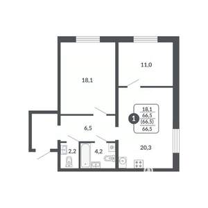1-к квартира, вторичка, 67м2, 2/17 этаж