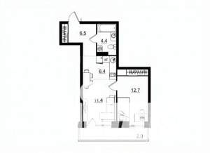 2-к квартира, строящийся дом, 43м2, 9/11 этаж