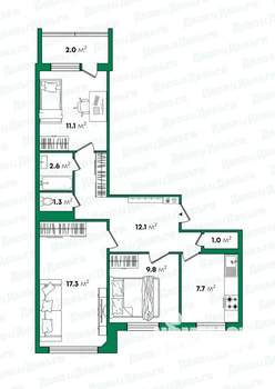 3-к квартира, вторичка, 63м2, 5/10 этаж