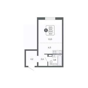 Студия квартира, вторичка, 30м2, 10/17 этаж