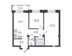 3-к квартира, вторичка, 67м2, 11/16 этаж