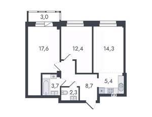 3-к квартира, вторичка, 67м2, 2/16 этаж