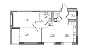 3-к квартира, вторичка, 73м2, 11/17 этаж