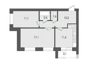 2-к квартира, вторичка, 57м2, 9/9 этаж