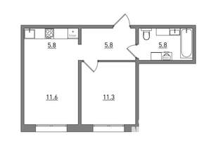 2-к квартира, вторичка, 40м2, 9/16 этаж
