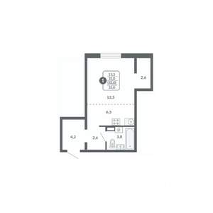 1-к квартира, вторичка, 30м2, 14/17 этаж