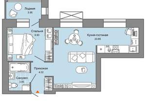 1-к квартира, вторичка, 43м2, 2/8 этаж