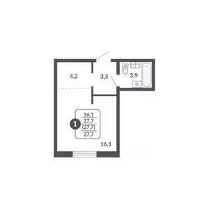 Студия квартира, вторичка, 28м2, 9/17 этаж