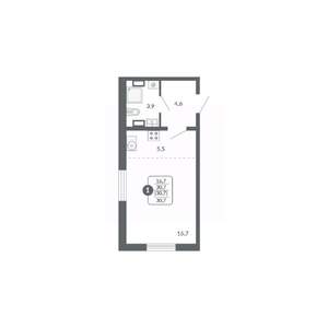 1-к квартира, вторичка, 31м2, 8/17 этаж