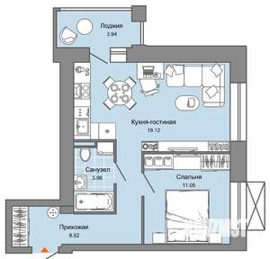 2-к квартира, вторичка, 45м2, 2/4 этаж