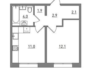 1-к квартира, вторичка, 34м2, 6/16 этаж
