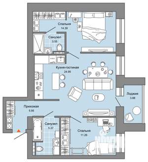 3-к квартира, вторичка, 67м2, 8/8 этаж