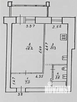 1-к квартира, вторичка, 40м2, 2/6 этаж