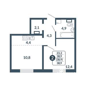 2-к квартира, вторичка, 39м2, 14/17 этаж