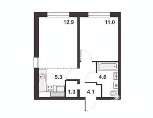 2-к квартира, вторичка, 39м2, 9/16 этаж