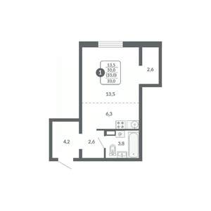 Студия квартира, вторичка, 33м2, 9/17 этаж