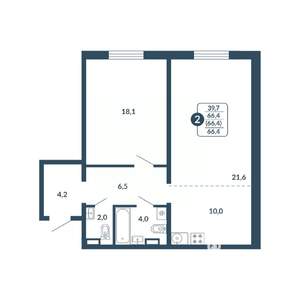 2-к квартира, вторичка, 66м2, 4/17 этаж
