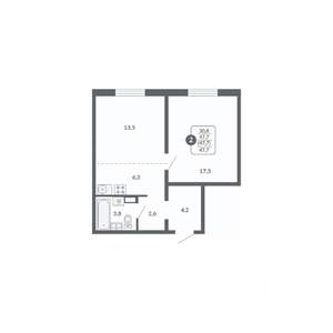 2-к квартира, вторичка, 48м2, 10/17 этаж