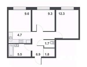 3-к квартира, вторичка, 52м2, 1/16 этаж