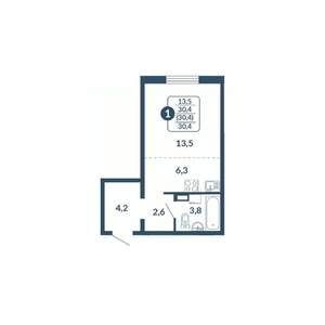 Студия квартира, вторичка, 30м2, 11/17 этаж
