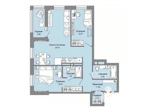 2-к квартира, вторичка, 82м2, 3/8 этаж