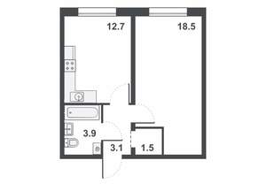 1-к квартира, вторичка, 40м2, 13/16 этаж