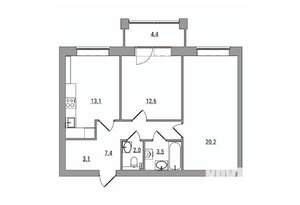 2-к квартира, вторичка, 66м2, 4/6 этаж